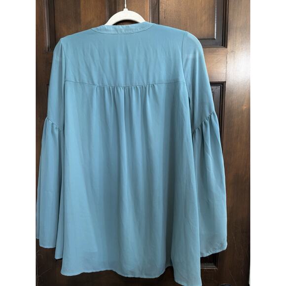 Show Me Your MuMu | Dakota Willow Swing Dress V-Neck Blue Green Aqua- Small - Picture 4 of 9